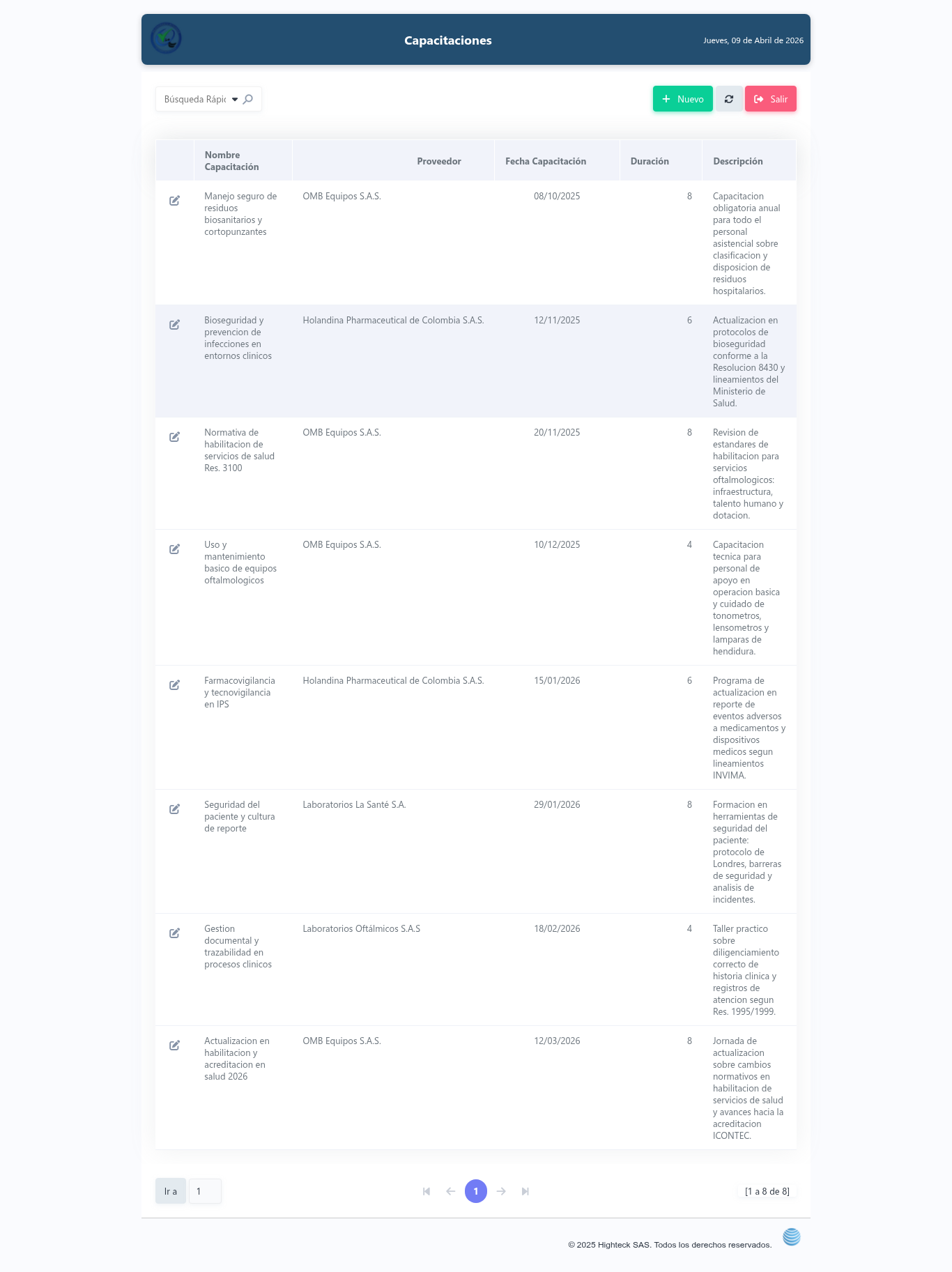 Capacitaciones normativas CoralSoft