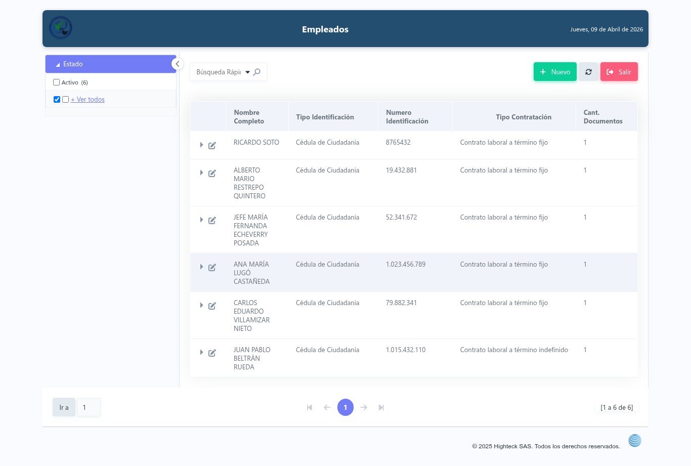Gestión de empleados CoralSoft