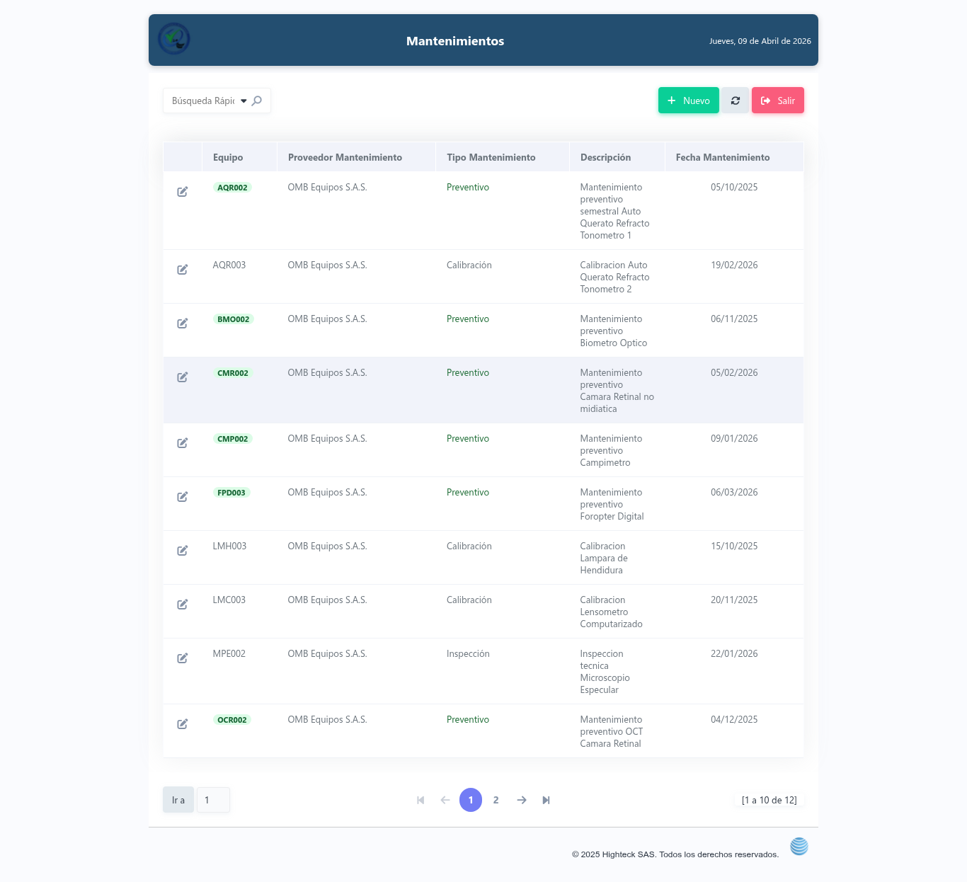 Mantenimientos de equipos médicos CoralSoft