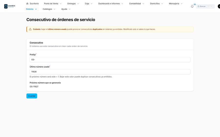 Consecutivo de órdenes