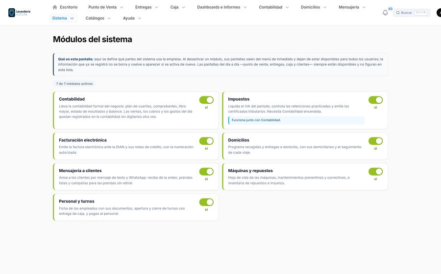 Módulos del sistema