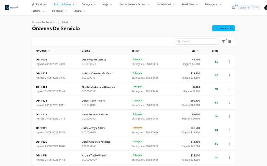 Órdenes de servicio