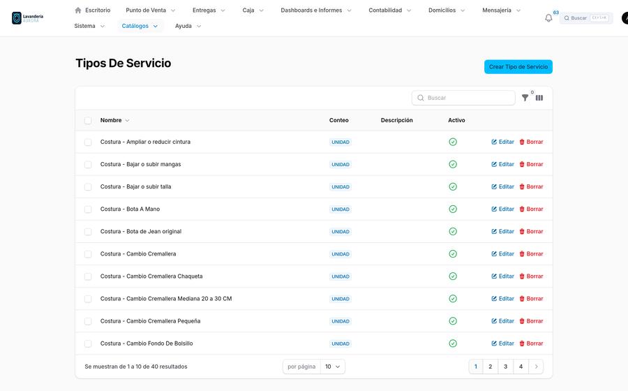 Tipos de servicio