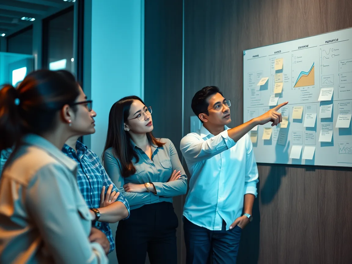 Equipo directivo evaluando opciones de software