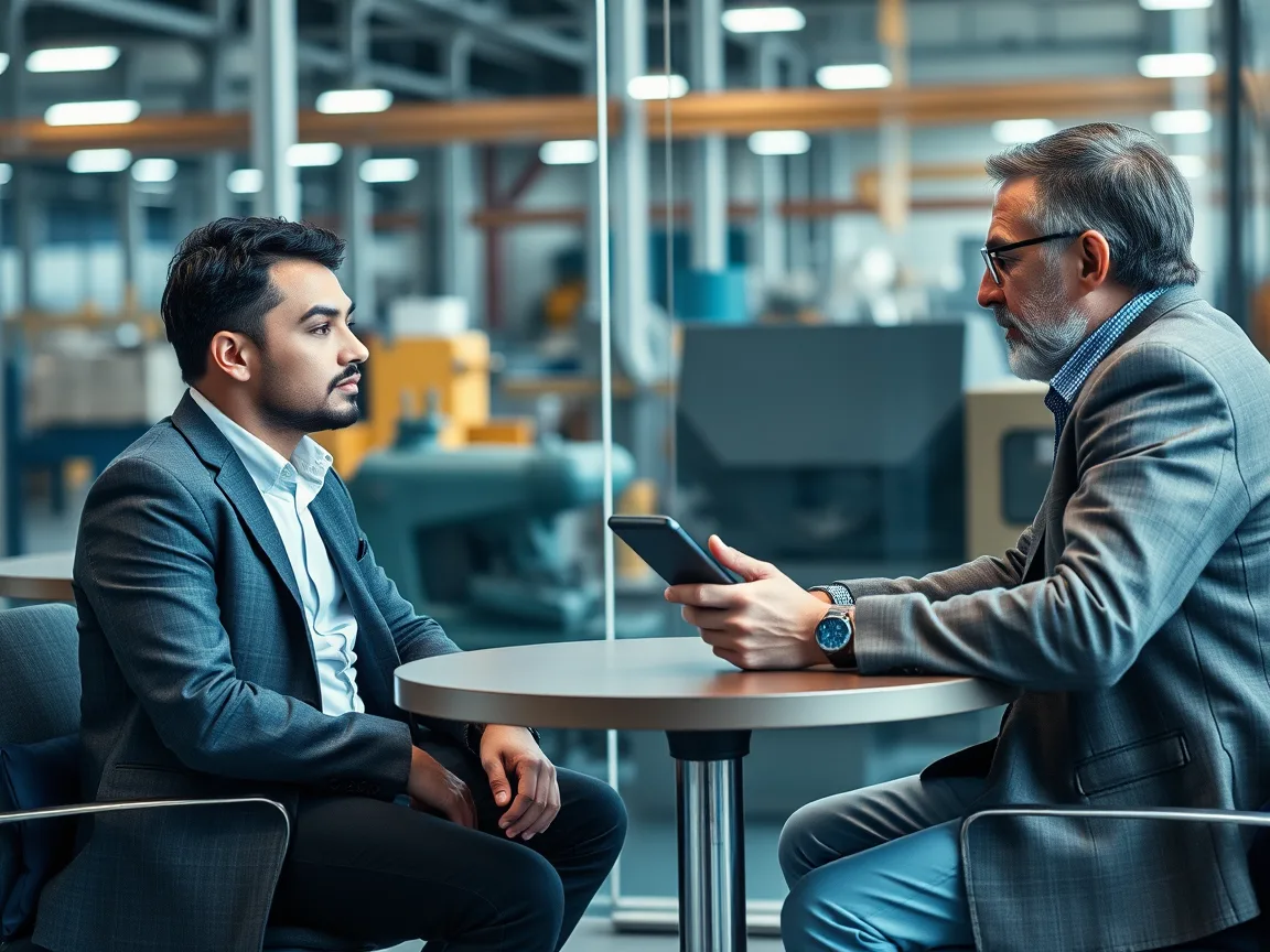 Un vendedor de Highteck® conversa con el dueño de una planta sobre su operación