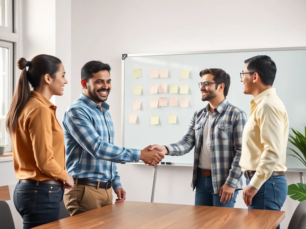 Equipo de un aliado comercial cerrando un acuerdo para revender software con marca blanca